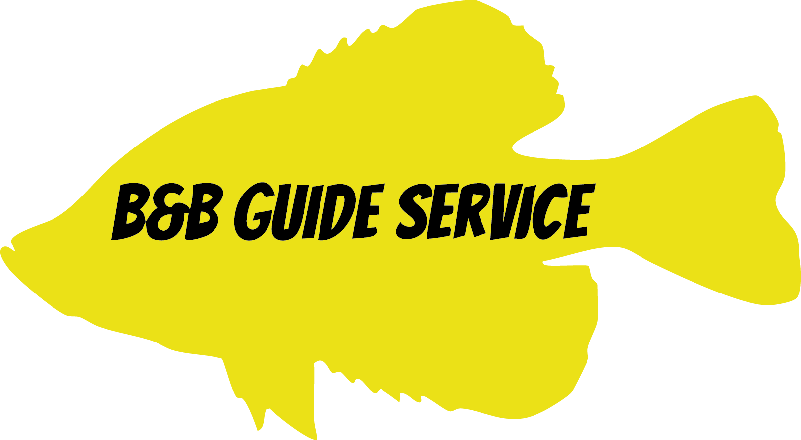 B & B Guide Service Logo - A yellow fish with the text B & B Guide Service in black